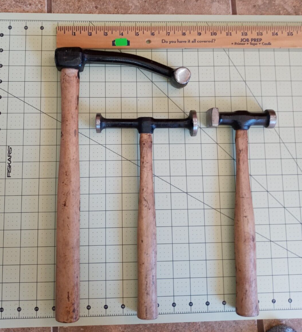 Vintage Auto Body Hammers Fender Bumper Bonney Dinging Hammer Set of 3