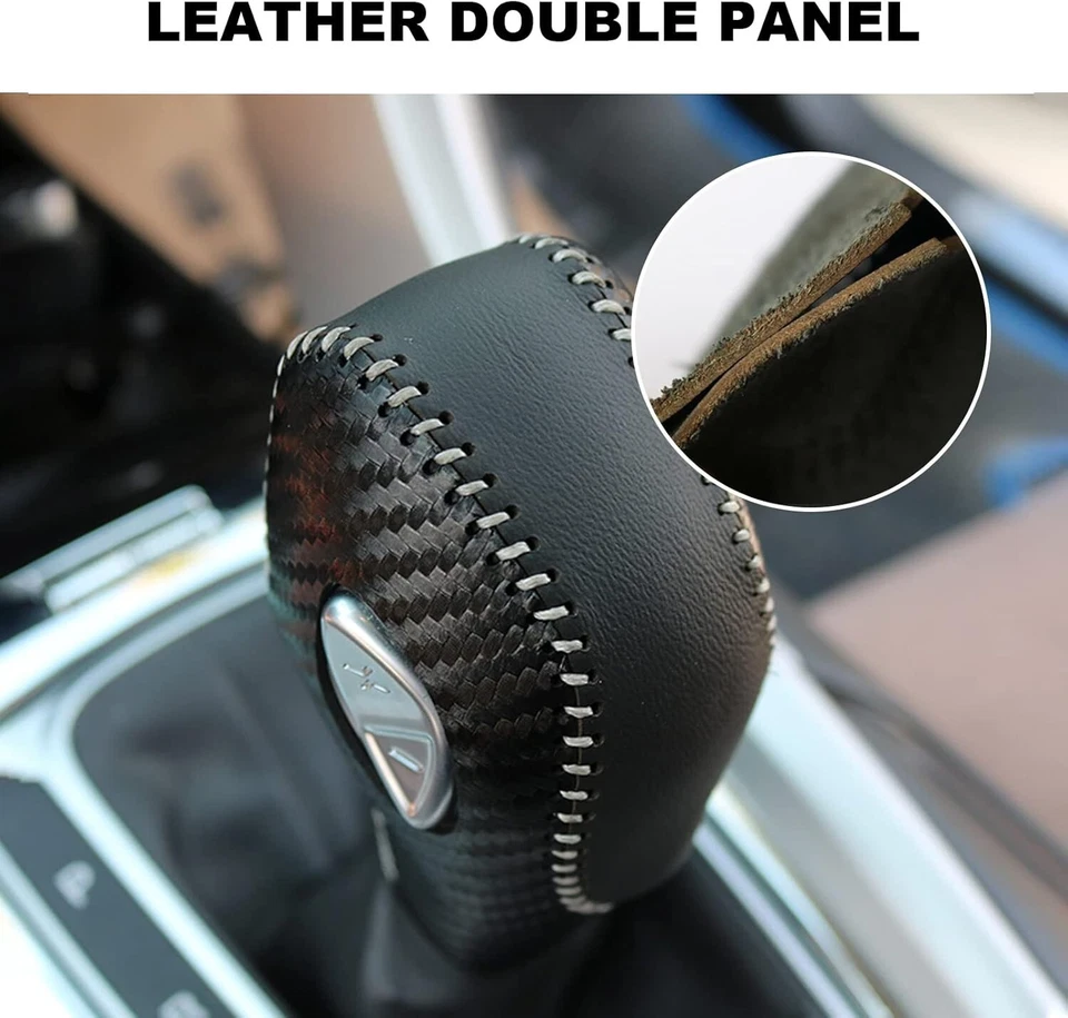 Cubierta de perilla de cambio de marchas de fibra de carbono PU para Ford Focus Fiesta Fusion 2012-2016 Foto 3 de 4