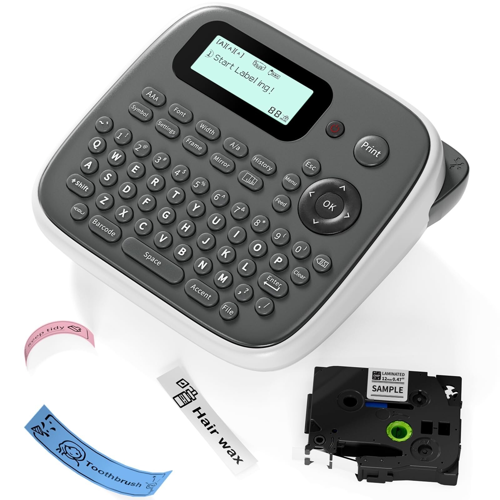 Portable Label Maker Machine D210S with Multi-Color Tapes for Home Office Organization  