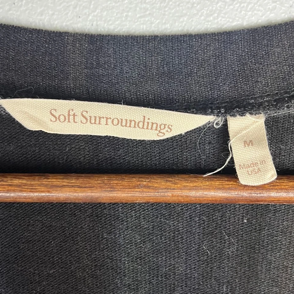 Blusa Suéter Suave Envolventes Esha Rayas Mordedura de Tiburón Dobladillo Cuello Redondo M Foto 4 de 4