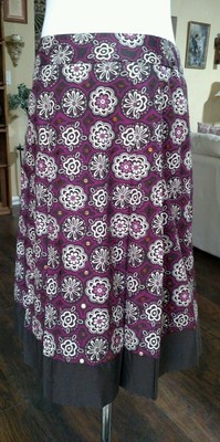 Ann Taylor LOFT Pleated Sequin Floral Lined BrownPurple Skirt Sz 12P On Line