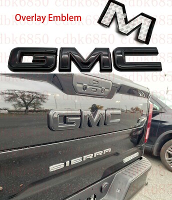 #ad #ad Rear Gloss Black Emblem Overlay 2019 2024 GMC Sierra 1500 2500HD 3500HD $30.99