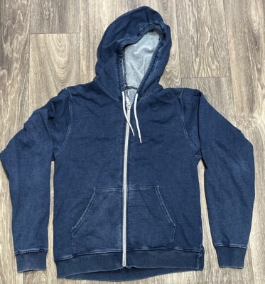 VTG American Apparel Indigo Blue Hoodie Sweatshirt Made in USA Full Zip  Small