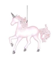 Matte Pink Unicorn With Glitter Ornament T2558 w