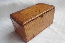 ANTIQUE 1889 OAK WOOD WOODEN PUZZLE SEWING BOX WITH ATTACHMENTS ALL ORIGINAL