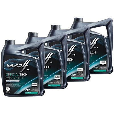 Motoröl WOLF OFFICIALTECH C3 LL III 65644 SAE 5W30 4 X 5 Liter für Skoda Seat