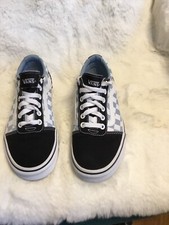 VANS Woman s Shoes Old Skool Blue White Checker Black SZ 7 US