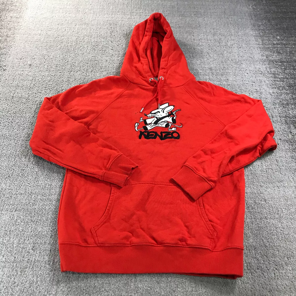 Pull Kenzo pour homme petit sweat shirt brode sweat a capuche rouge karate kung