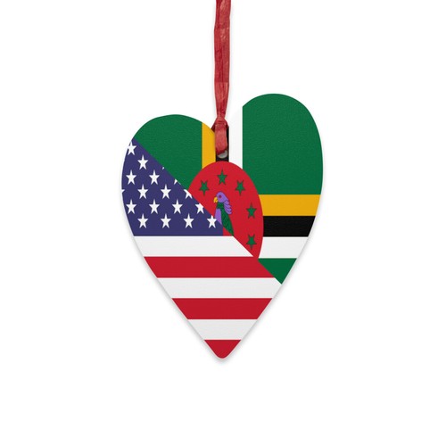 Bandera Dominicana Americana Dominica EE. UU. Medio adorno de madera - Imagen 4 de 31