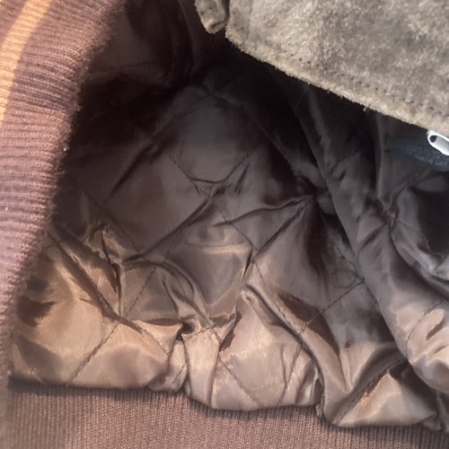 Arizona Jeans Co. Men's Suede Leather Letterman's Jacket Size L, Quilted Lining - Picture 4 of 14