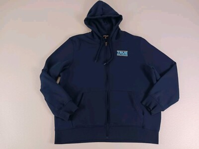 True Religion Sweater Full Zip Size 2x Xxl Hoodie Navy Blue Baby Blue  Logo