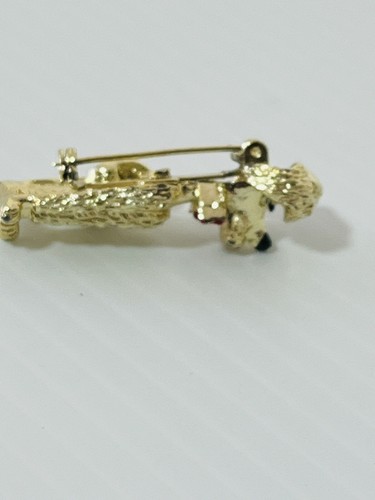 Vintage Circa 1950's Fancy Poodle Gold Tone w/ Black & Red Enamel - Picture 3 of 6