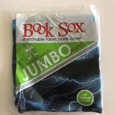Book Sox Stretchable Book Cover: Jumbo Blue Lightning NEW