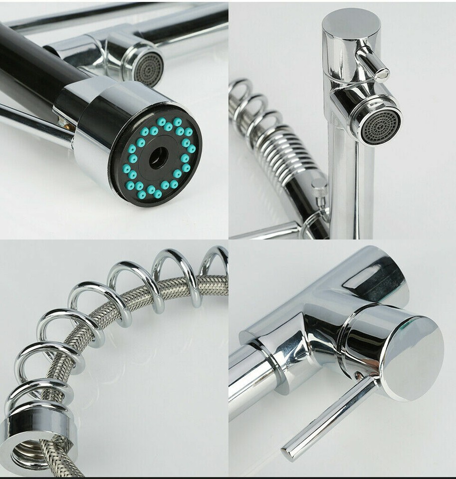 Commercial Kitchen Sink Faucet Single Handle Pull Down Sprayer Swivel
