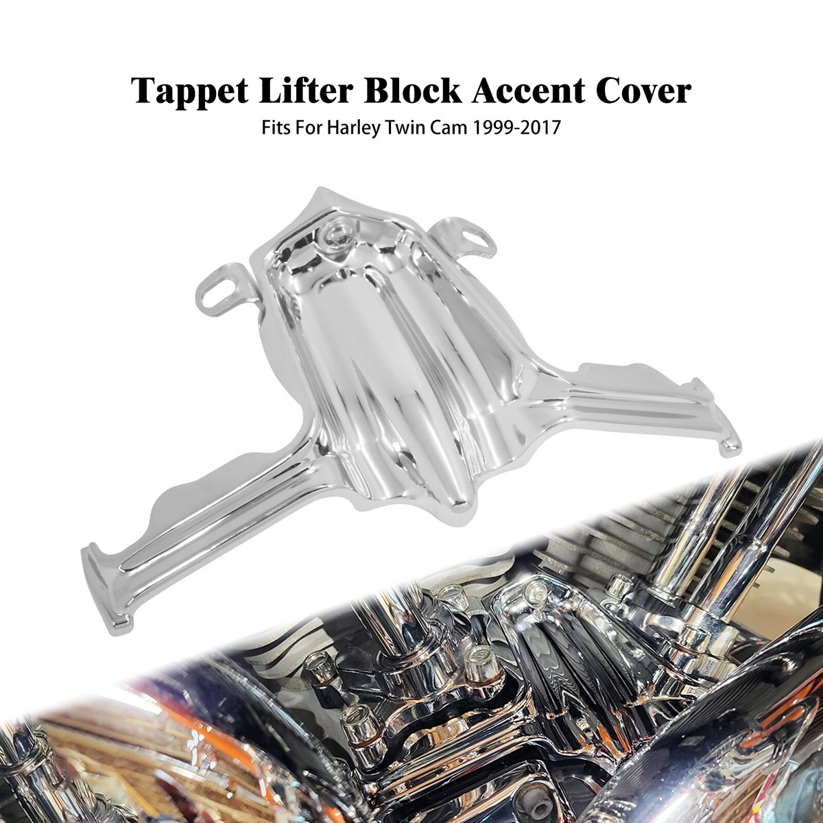 Chrome Tappet Lifter Block Accent Cover – Fits Harley Dyna Touring 1999-2017