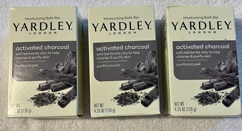 Lot of 3 Yardley London Activated Charcoal Bath Bar Soap 4.25 Ounce Bars - Picture 1 of 3