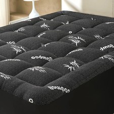 Queen Mattress Topper Bamboo Viscose Cooling Pillow Top Deep Pocket 8-21 Dark Gr