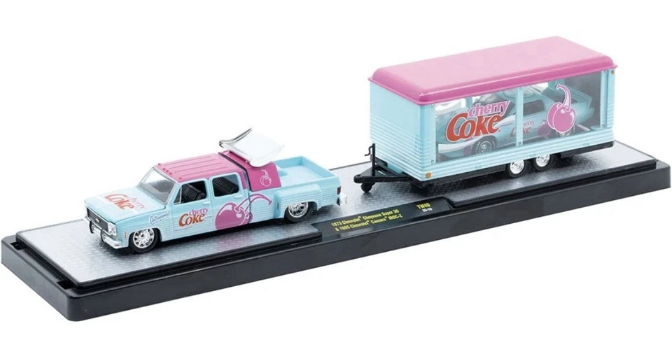 M2 MACHINES ‘73 CHEVY CHEYENNE SUPER 30 DUALLY & 85 CHEVY CAMARO IROC-Z HAULERS - Image 2 of 4