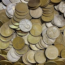 Lot of 250 Circulated TWENTIES Wheat Cents 1920-1929 (= 5 Rolls)