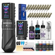 Wormhole Tattoo Gun Kit Wireless Tattoo Machine Kit 7 Adjustable