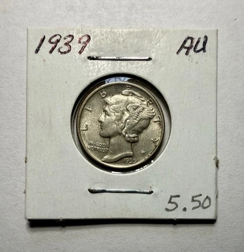1939-P Mercury Dime 10C SILVER - About Uncirculated (AU)