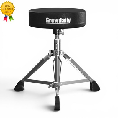 Growdaily Adjustable Padded Drum Throne Stool - Heavy-Duty Double-Braced Tripod