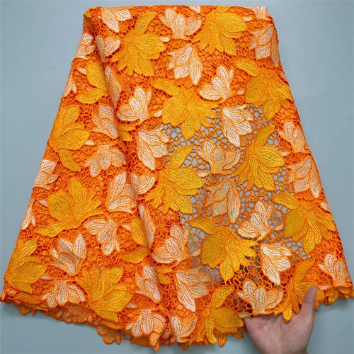 5 Yards/Stück Afrikanische Guipure Kordel Spitze Stoff mit Strass Verzierungen - - Bild 9 von 12