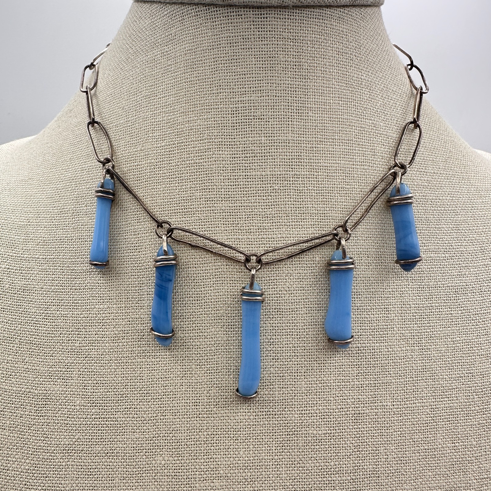 Vintage 90s Rectangle Link Chain Statement Neckla… - image 2