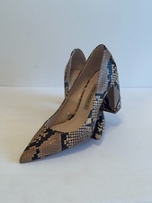 Zara Basic Python Block Heels Beige  Brown Pointed Toe Sizes 5 1/2