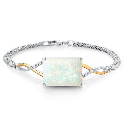 4.72 Ct Octagon  White Simulated Opal Lab Grown Diamond 925 Silver and 10K