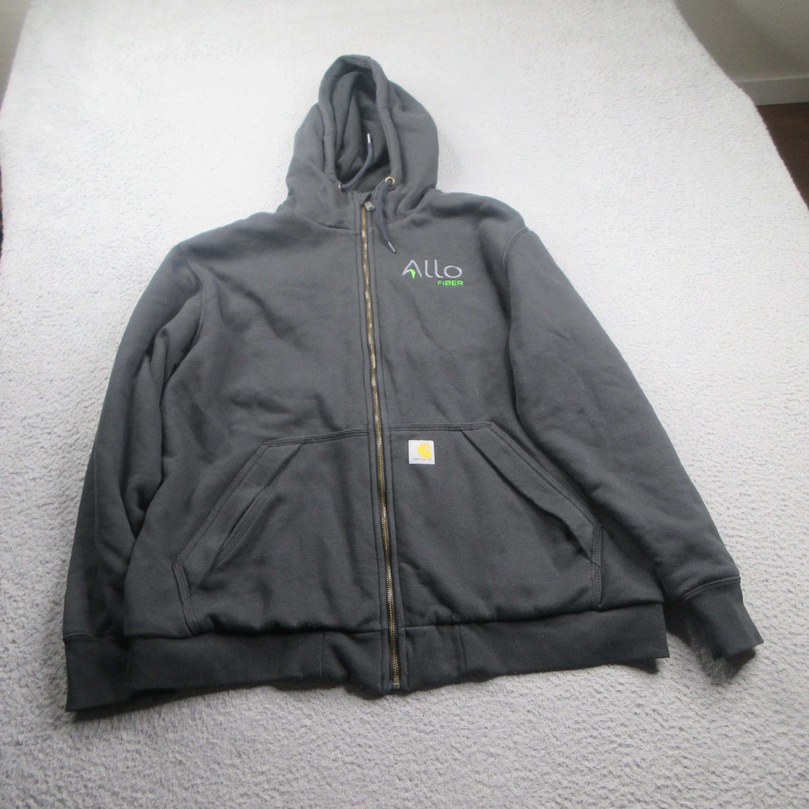 Carhartt Paxton Thermal Lined Hoodie Men Large Loose Fit Black Full Zip Workwear