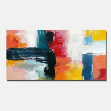 Red Hand Painted Oil Painting On Canvas Home Decor Graffiti Abstract Wall Art 