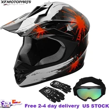 DOT Youth Kids Helmet Bike ATV Motocross Helmet w/ Goggles Gloves Christmas Gift