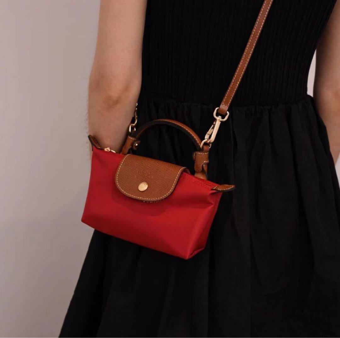 Longchamp Le Pliage XS Top Handle Mini Shoulder Bag Red Wine New