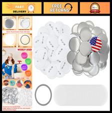 300 Sets Button Maker Supplies - 32mm Blank Badge Parts, Metal Covers Plastic