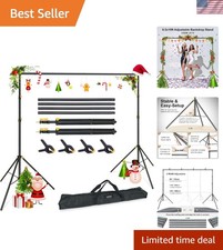 10x6.5ft Adjustable Backdrop Support Stand Kit with Carrying Bag for Events