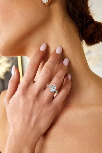 Diamond Ring Oval F VS1 IGI Cert 3.6 Carat Accented Labcreated 18K White Gold - Picture 15 of 15