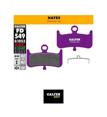GALFER Pastillas de freno E-BIKE HAYES DOMINION A4 - FD549G E-BIKE - G1652