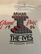 Vintage 1986 Miami Grand Prix T-Shirt FHanes Beefy-T USA Made F1 Racing Sz M 80s