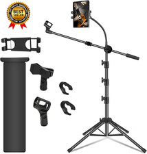 Mic Stand Microphone Stand Floor Boom Mic Stand with Tablet Phone Holder He...