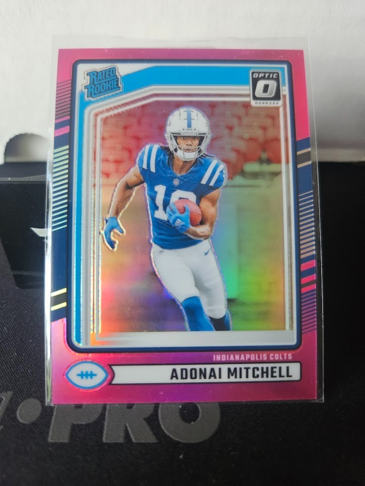 2024 Panini Donruss - Rated Rookie Adonai Mitchell #343 Optic Preview Pink Prizm