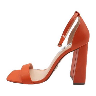 Steve Madden Damen Sandalo Sandali Orange Leder EU 39 Blockabsatz