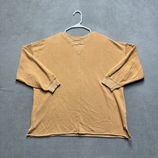 Aerie Oversized Sweatshirt Womens XS Tan Terry Side Slit Crew Relaxed Distressed