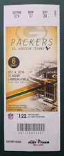 Green Bay Packers Houston Texans Football Ticket 12/4 2016 Aaron Rodgers TDs 209