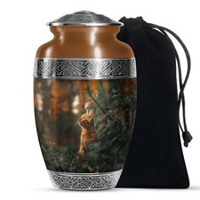 Orange Cat Burial Urns for Human Ashes Adult Father, Unique Urn 10 Inch 