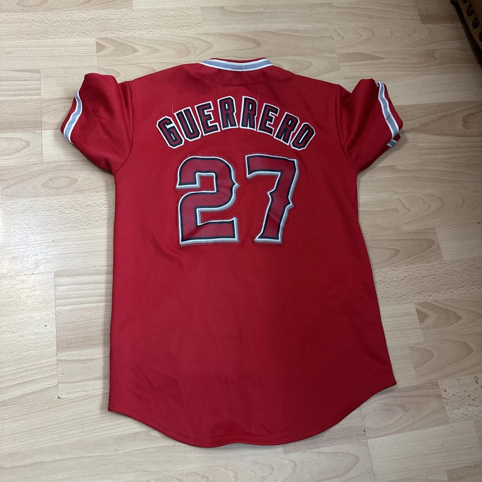 Camiseta de los Angeles Angels juvenil mediana roja MLB béisbol trucha 27 camisa Foto 4 de 4