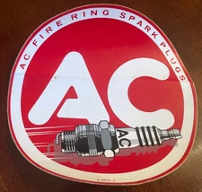 Vintage Original Large  AC Fire Ring Spark Plugs Decal - 5 1/2" dia.  A-8933-A