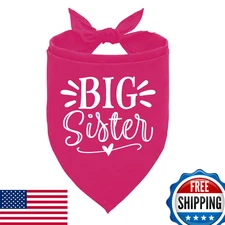 Big Sister Dog Bandana - Deep Pink Pet Triangle Scarf Accessory for Large Dogs