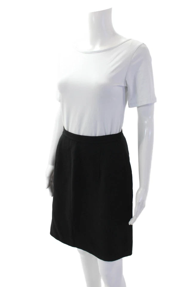 Tse 女式羊毛纯色平底前膝裙黑色 8 码 — 第 2/4 张图片