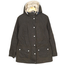 VESTE BARBOUR APSLEY WAX femme taille UK12 M coton ciré à capuche isolé